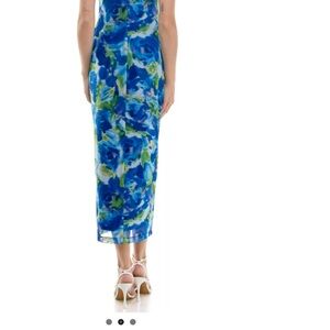 Taylor Vibrant Blue and Green Floral Maxi Skirt